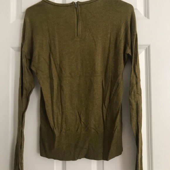 Loft Sweater size Small olive green color with zipper in back - Picture 3 of 4